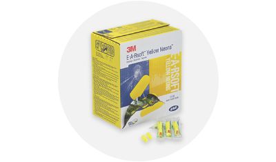 Hearing Protection product inside of a grey circle